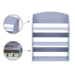 Kids Teamson Fantasy Fields Child Sized Bookcase with 3 Shelves, Gray- FINAL SALE