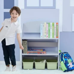 Kids Teamson Fantasy Fields Child Sized Bookcase with 3 Shelves, Gray- FINAL SALE
