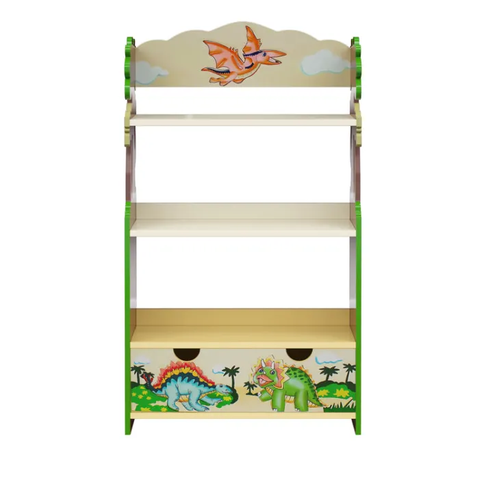 Kids Teamson Fantasy Fields Dinosaur Kingdom Bookshelf with Storage Drawer, Multi
