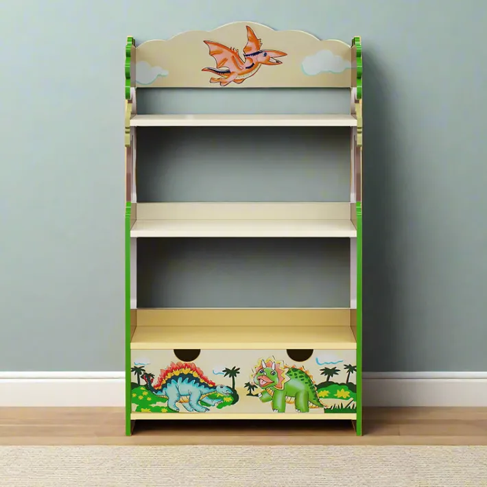 Kids Teamson Fantasy Fields Dinosaur Kingdom Bookshelf with Storage Drawer, Multi