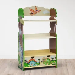 Kids Teamson Fantasy Fields Dinosaur Kingdom Bookshelf with Storage Drawer, Multi