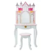 Kids Teamson Fantasy Fields Dreamland Castle Kids Vanity Table & Stool, White & Pink