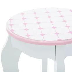 Kids Teamson Fantasy Fields Dreamland Castle Kids Vanity Table & Stool, White & Pink