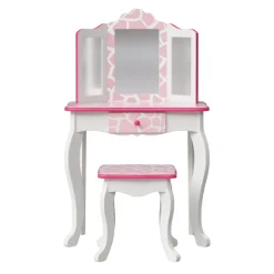 Kids Teamson Fantasy Fields Gisele Giraffe Kids Vanity Table & Stool, White & Pink
