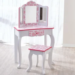 Kids Teamson Fantasy Fields Gisele Giraffe Kids Vanity Table & Stool, White & Pink