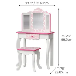 Kids Teamson Fantasy Fields Gisele Giraffe Kids Vanity Table & Stool, White & Pink