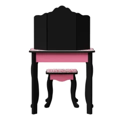 Kids Teamson Fantasy Fields Gisele Leopard Print Kids Vanity Table & Stool, Black & Pink