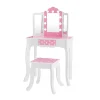 Kids Teamson Fantasy Fields Gisele Polka Dot Kids Vanity Table & Stool with LED, White & Pink