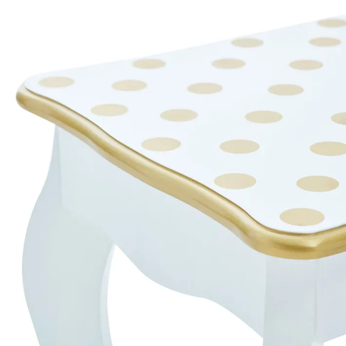 Kids Teamson Fantasy Fields Gisele Polka Dot Kids Vanity Table & Stool, White & Gold