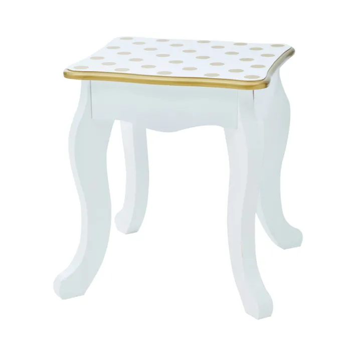 Kids Teamson Fantasy Fields Gisele Polka Dot Kids Vanity Table & Stool, White & Gold