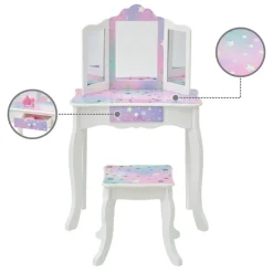 Kids Teamson Fantasy Fields Gisele Starry Sky Kids Vanity Table & Stool, White & Lavender