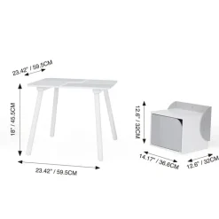 Kids Teamson Fantasy Fields Kids Biscay Bricks Square Table and Two Chair Cubes with Underneath Storage, Gray/White- FINAL SALE