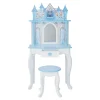 Kids Teamson Fantasy Fields Kids Dreamland Castle Vanity Set with Chair and Accessories, White/Blue