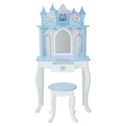 Kids Teamson Fantasy Fields Kids Dreamland Castle Vanity Set with Chair and Accessories, White/Blue