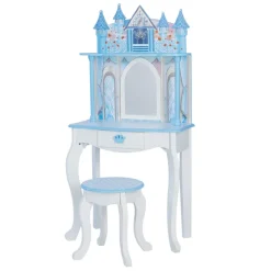 Kids Teamson Fantasy Fields Kids Dreamland Castle Vanity Set with Chair and Accessories, White/Blue