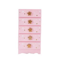 Kids Teamson Fantasy Fields Kids Fashion Star Prints Renee Jewelry Box with 5 Small Drawers, Pink -FINAL SALE