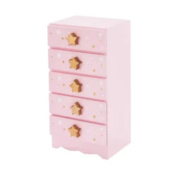 Kids Teamson Fantasy Fields Kids Fashion Star Prints Renee Jewelry Box with 5 Small Drawers, Pink -FINAL SALE