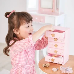 Kids Teamson Fantasy Fields Kids Fashion Star Prints Renee Jewelry Box with 5 Small Drawers, Pink -FINAL SALE