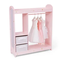 Kids Teamson Fantasy Fields Kids Freestanding Jasmine Star Print Clothing Rack with Shelves and Storage Bins, Pink