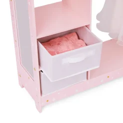 Kids Teamson Fantasy Fields Kids Freestanding Jasmine Star Print Clothing Rack with Shelves and Storage Bins, Pink