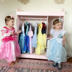 Kids Teamson Fantasy Fields Kids Freestanding Jasmine Star Print Clothing Rack with Shelves and Storage Bins, Pink