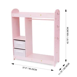 Kids Teamson Fantasy Fields Kids Freestanding Jasmine Star Print Clothing Rack with Shelves and Storage Bins, Pink