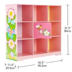 Kids Teamson Fantasy Fields Kids Painted Magic Garden Adjustable Cube Bookshelf, Pink