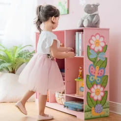 Kids Teamson Fantasy Fields Kids Painted Magic Garden Adjustable Cube Bookshelf, Pink