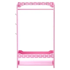 Kids Teamson Fantasy Fields Kids Polka Dots Clothing Rack with Storage, Pink- FINAL SALE