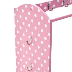Kids Teamson Fantasy Fields Kids Polka Dots Clothing Rack with Storage, Pink- FINAL SALE