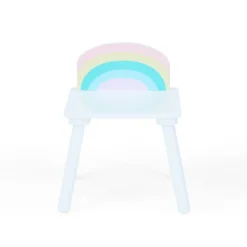 Kids Teamson Fantasy Fields Kids Round Play Table with Center Mesh Storage and Two Rainbow Chairs, White- FINAL SALE