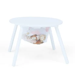 Kids Teamson Fantasy Fields Kids Round Play Table with Center Mesh Storage and Two Rainbow Chairs, White- FINAL SALE