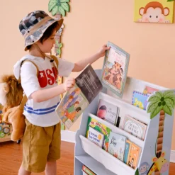 Kids Teamson Fantasy Fields Kids Sunny Safari Display Bookshelf with Storage Drawer, Multi