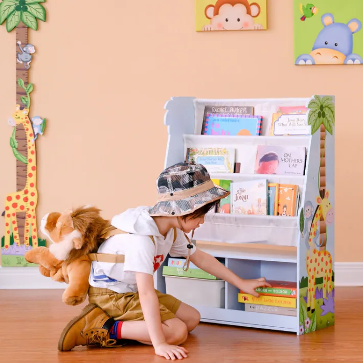 Kids Teamson Fantasy Fields Kids Sunny Safari Display Bookshelf with Storage Drawer, Multi