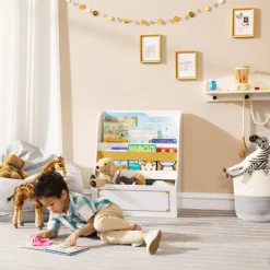 Kids Teamson Fantasy Fields Kids Versailles Bookcase Display with Toy Storage, White- FINAL SALE