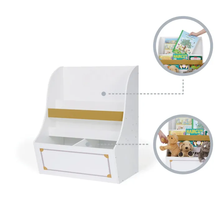 Kids Teamson Fantasy Fields Kids Versailles Bookcase Display with Toy Storage, White- FINAL SALE