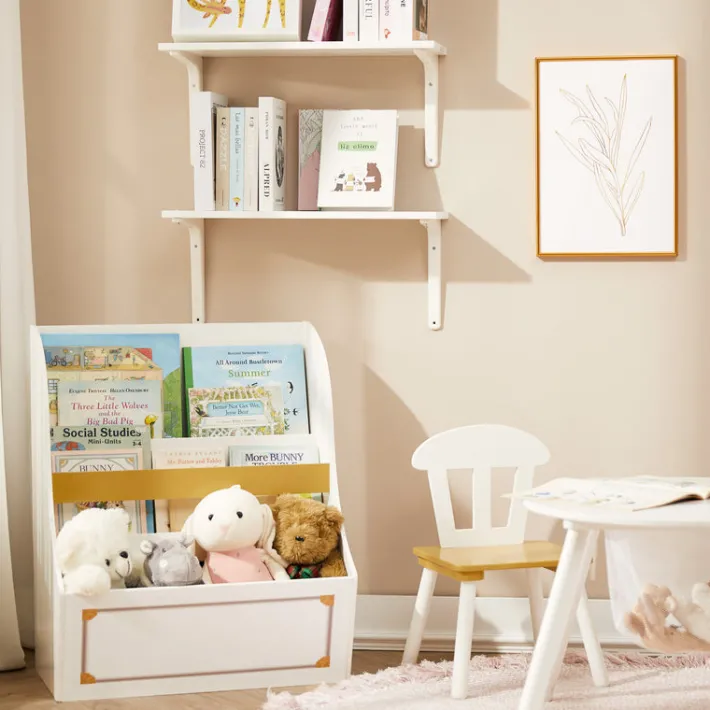 Kids Teamson Fantasy Fields Kids Versailles Bookcase Display with Toy Storage, White- FINAL SALE