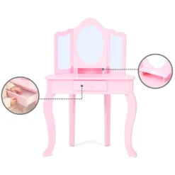 Kids Teamson Fantasy Fields Lady Alessandra Kids Corner Vanity Table & Stool, Pink