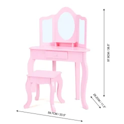 Kids Teamson Fantasy Fields Lady Alessandra Kids Corner Vanity Table & Stool, Pink