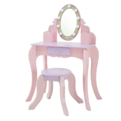 Kids Teamson Fantasy Fields Little Princess Rapunzel Vanity with LED Mirror, Pink