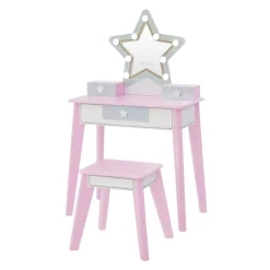 Kids Teamson Fantasy Fields Little Princess Star Vanity with LED Mirror, Lavender/White