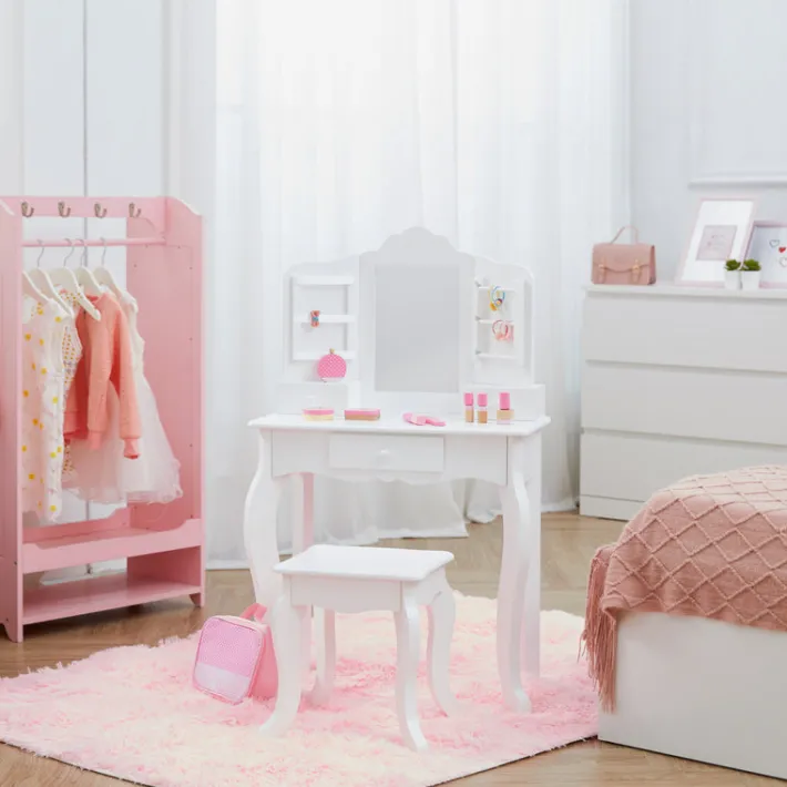 Kids Teamson Fantasy Fields Little Princess Anna Kids Vanity Table & Stool, White