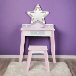 Kids Teamson Fantasy Fields Little Princess Star Vanity with LED Mirror, Lavender/White