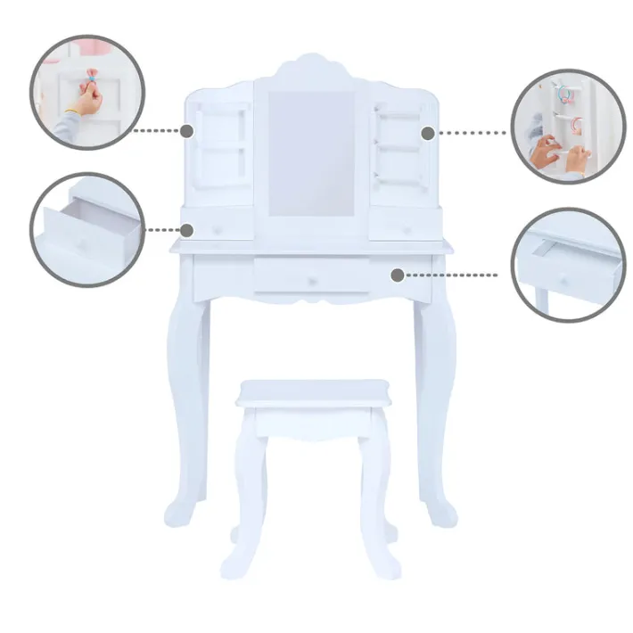 Kids Teamson Fantasy Fields Little Princess Anna Kids Vanity Table & Stool, White