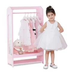 Kids Teamson Fantasy Fields Little Princess Bella Open Armoire with Full Length Mirror, Pink