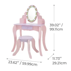 Kids Teamson Fantasy Fields Little Princess Rapunzel Vanity with LED Mirror, Pink