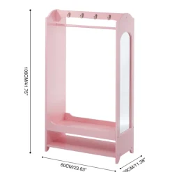 Kids Teamson Fantasy Fields Little Princess Bella Open Armoire with Full Length Mirror, Pink