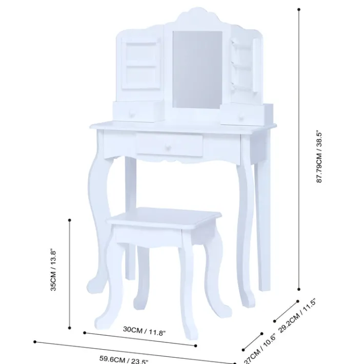 Kids Teamson Fantasy Fields Little Princess Anna Kids Vanity Table & Stool, White