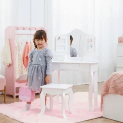 Kids Teamson Fantasy Fields Little Princess Anna Kids Vanity Table & Stool, White