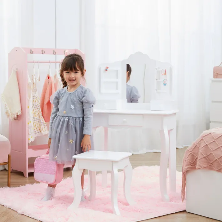 Kids Teamson Fantasy Fields Little Princess Anna Kids Vanity Table & Stool, White